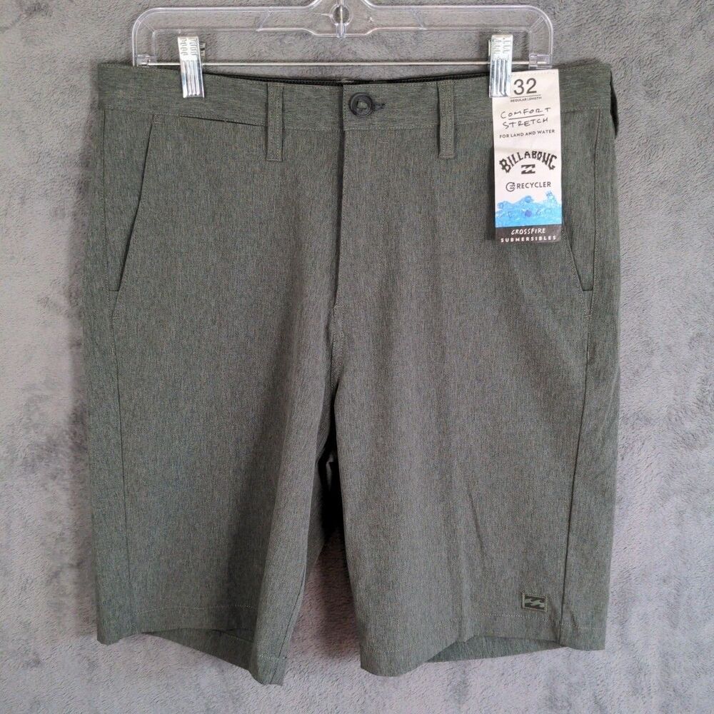 NWT Billabong Crossfire Submersibles Shorts Regular Length Green Mens 32
